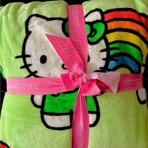 Limited edition Hello Kitty Lime Green plush blanket (st Patrick’s day edition)